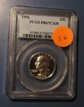 1956 WASHINGTON QUARTER PCGS PF-67 CAMEO