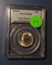 1950-D WASHINGTON QUARTER PCGS MS-65