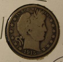 1915 BARBER HALF DOLLAR VG