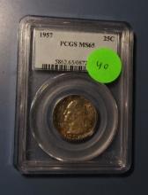 1957 WASHINGTON QUARTER PCGS MS-65