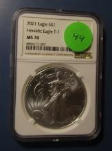 2021 TYPE 1 HERALDIC SILVER EAGLE NGC MS-70