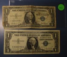 LOT OF $1.00 1957 & 1957-A STAR NOTE AVE. CIRC. (2 NOTES)