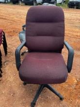 BURGUNDY OFFICE CHAIR WITH ARMS