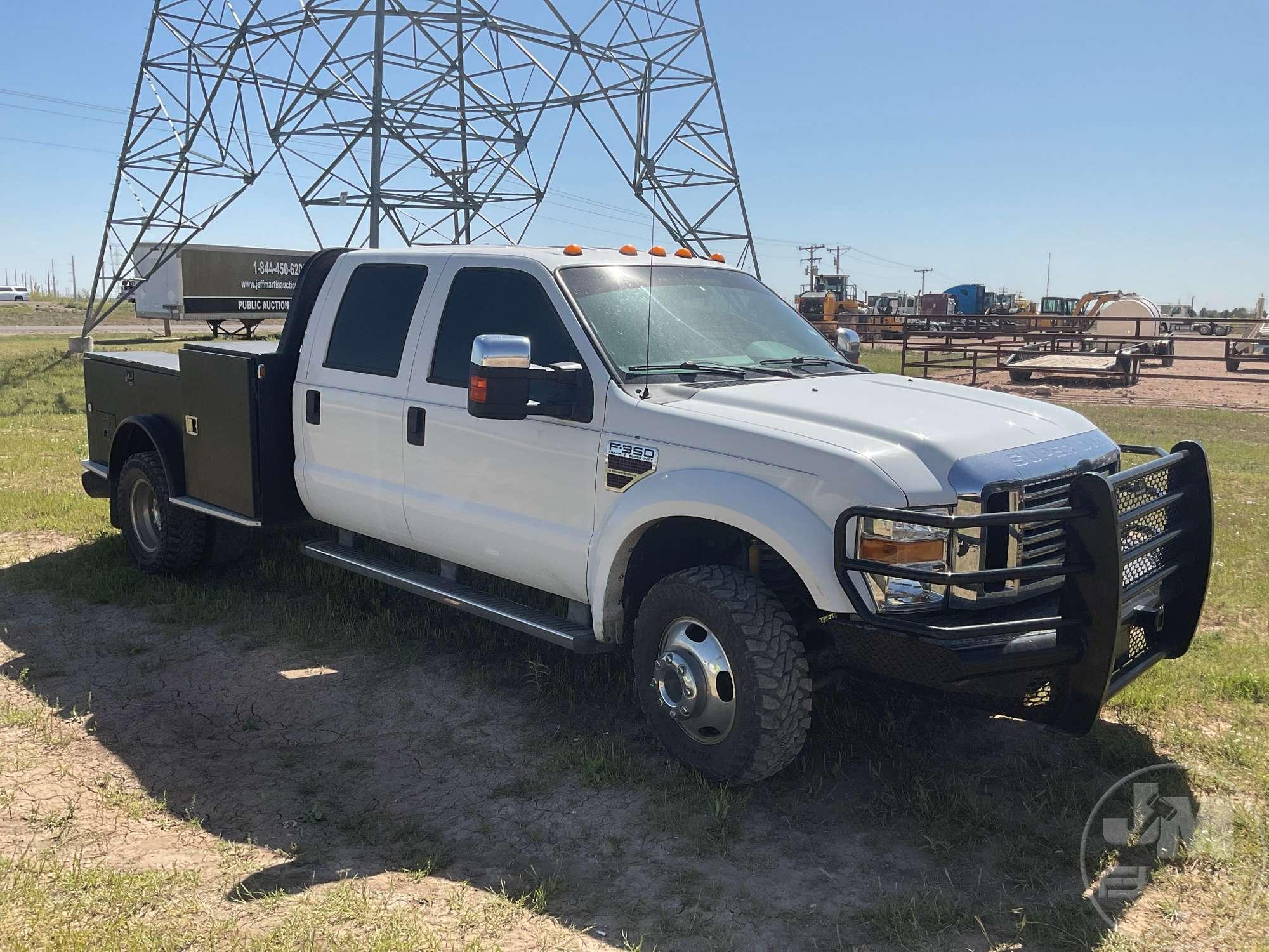 2009 FORD F-350 SUPER DUTY DUALLY CREW CAB 4X4 FLATBED TRUCK VIN: 1FTWW33RX9EA18784