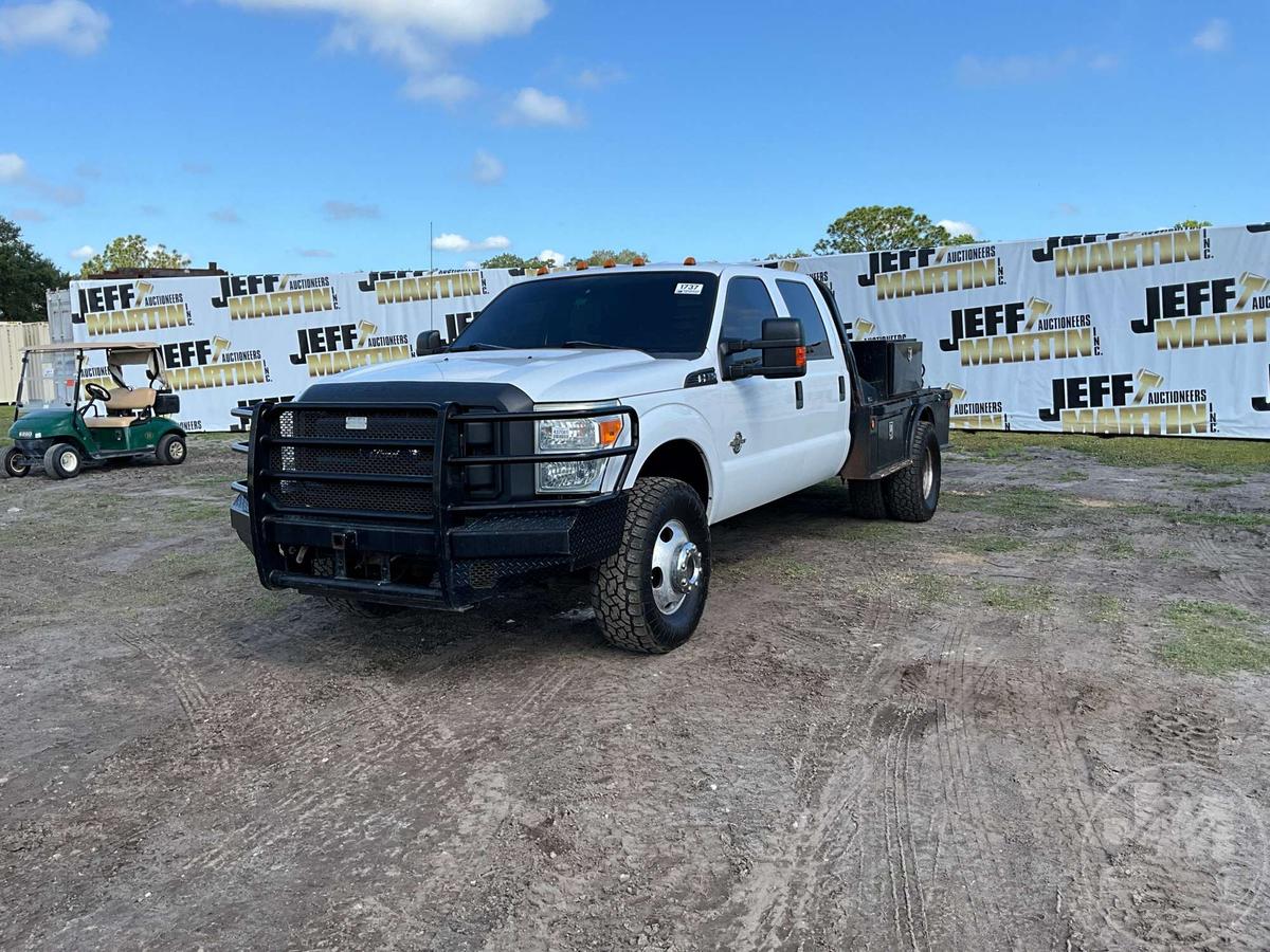 2016 FORD F-350 SINGLE AXLE CREW CAB 4X4 FLATBED TRUCK VIN: 1FD8W3HT7GEB18489