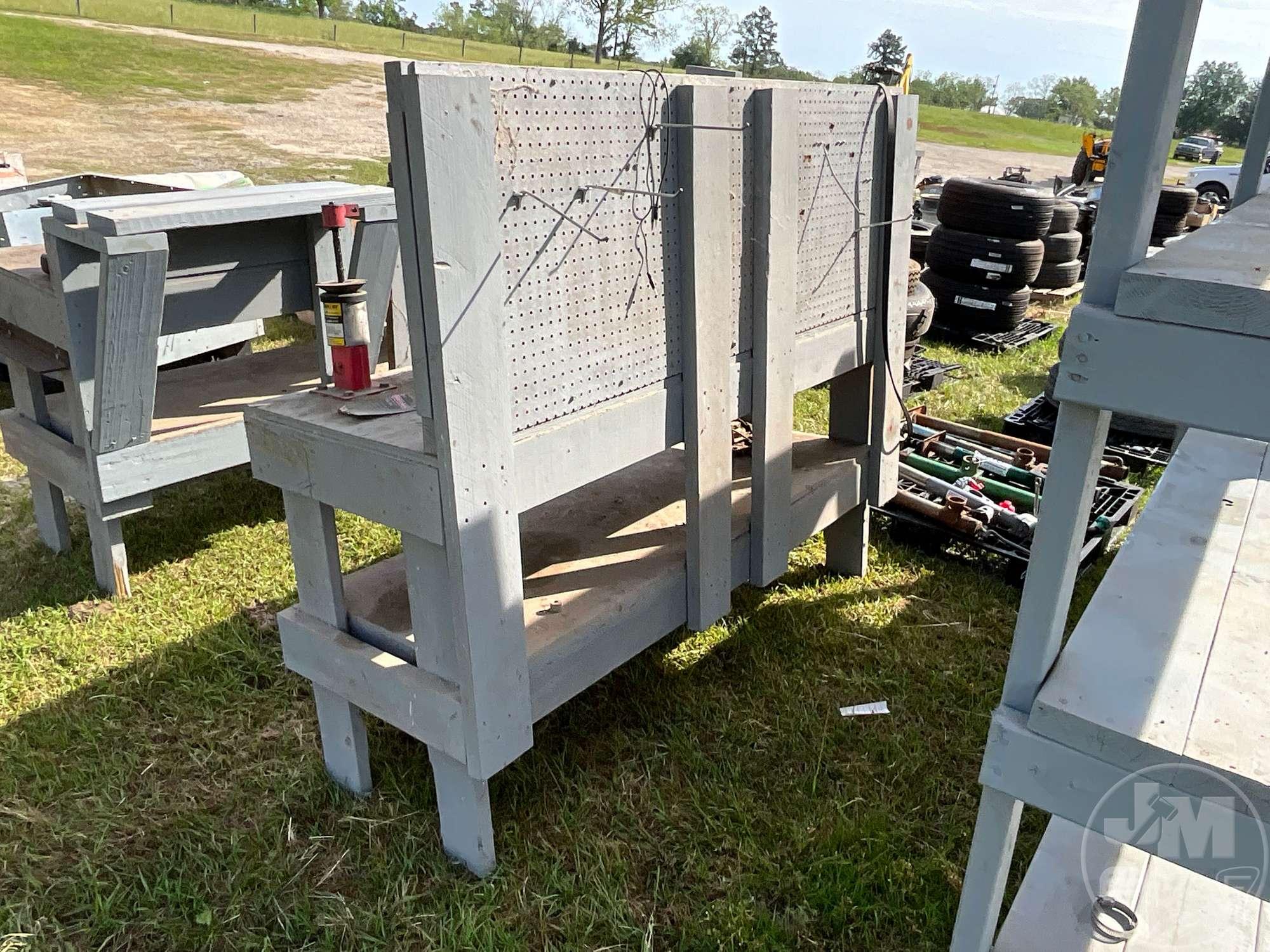 25.5”......X72”......X61”...... WOODEN WORK TABLE W/ MINI TIRE CHANGER