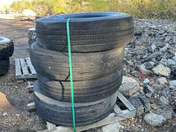 PALLET OF TIRES QTY OF 4 TIRES. DIFFERENT MANUFACTURERS