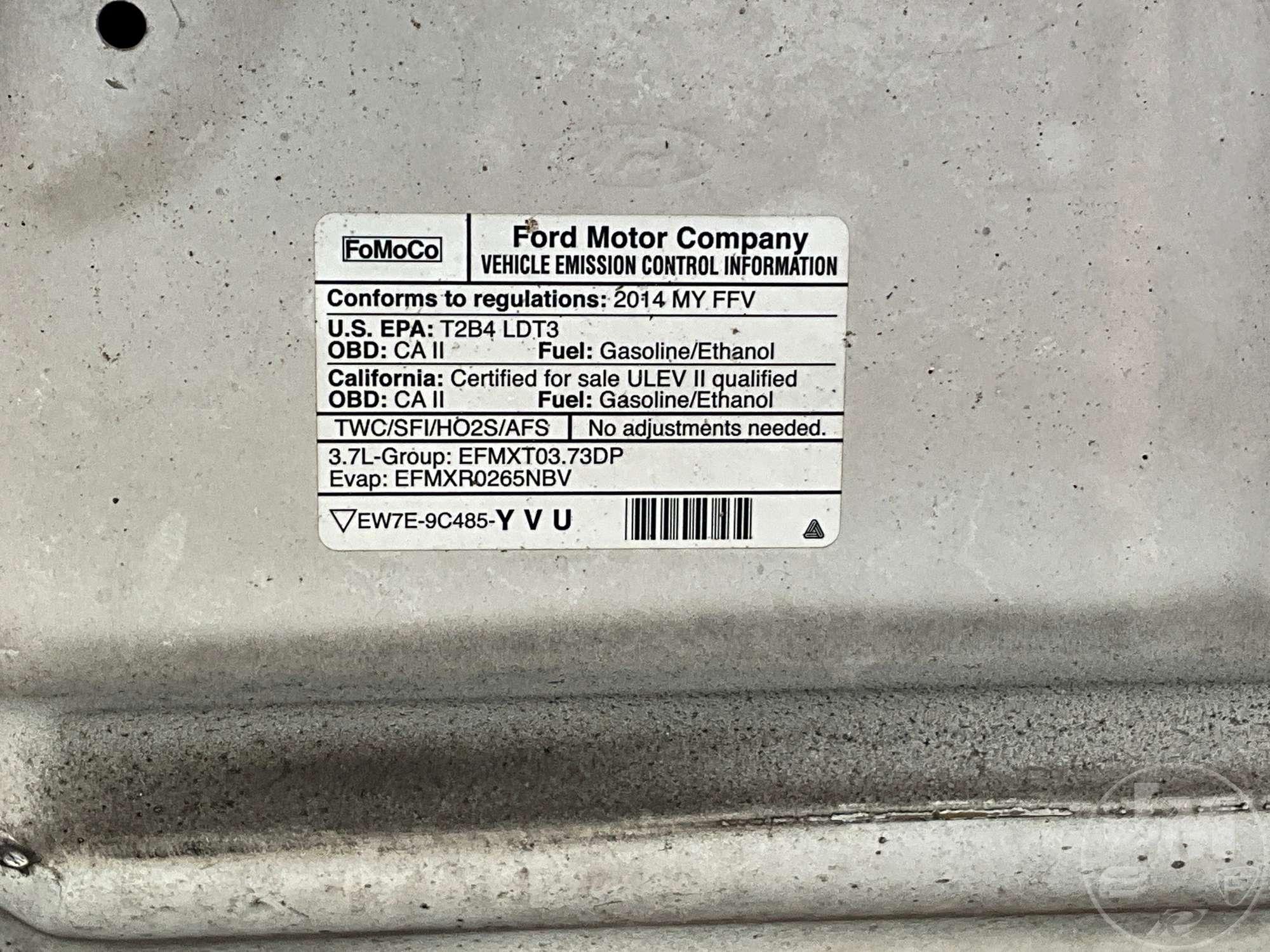2014 FORD F-150 XL REGULAR CAB PICKUP VIN: 1FTMF1CM2EKE66156
