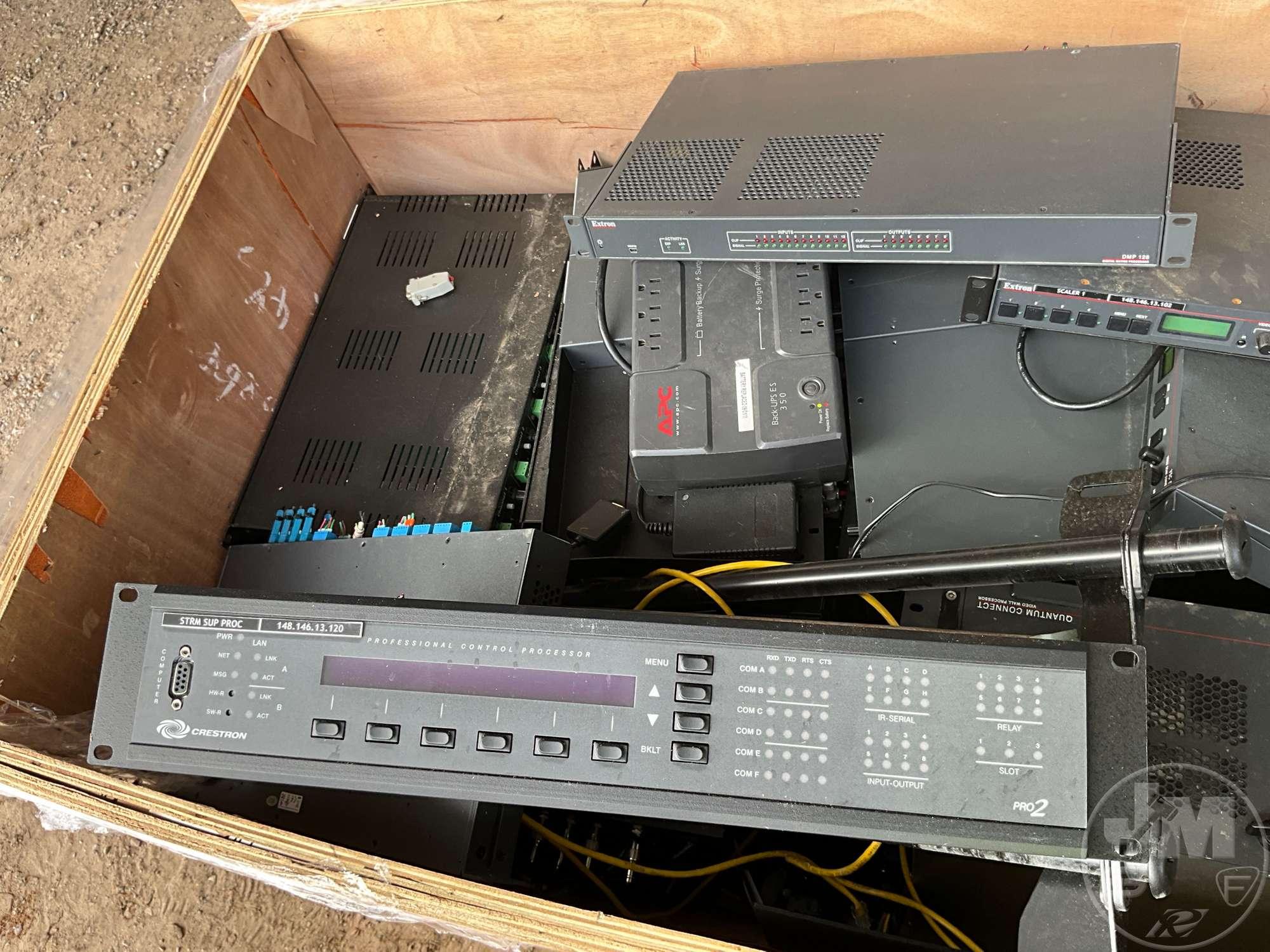 1 CRATE OF VARIOUS ELECTRONIC ITEMS , APC BATTERY BACKUP&