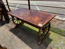 WAGON WHEEL TABLE, APPROX 5' 3" L, APPROX 2' 1"