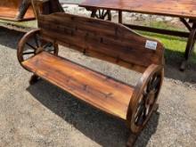 WAGON WHEEL BENCH, APPROX 4' 10" L