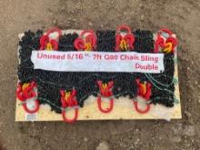 UNUSED 5/16 IN. 7 FT G80 CHAIN SLING DOUBLE