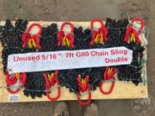 QTY OF 8 UNUSED 5/16 IN. 7FT G80 CHAIN SLINGS