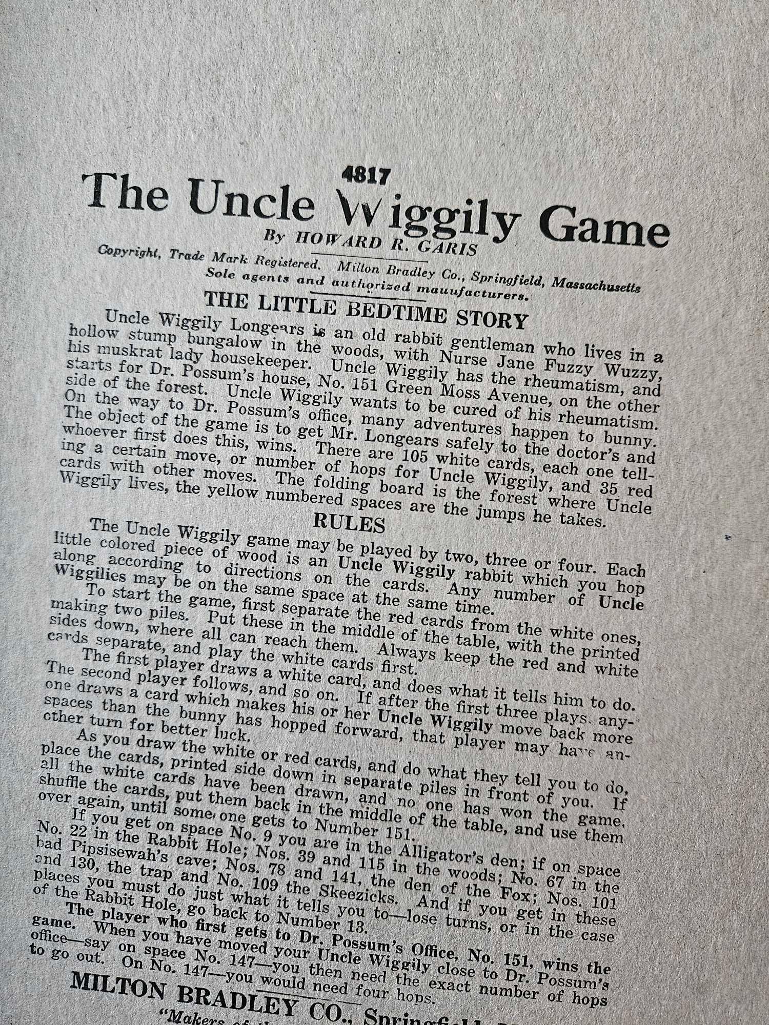 1923 ANTIQUE UNCLE WIGGILY BOARD GAME!