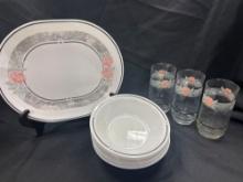 (12) PC SILK AND ROSES CORELLE BY CORNINGWARE GROUP