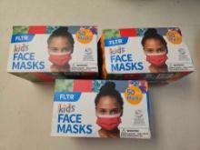 (3) New boxed kids face masks 150 total