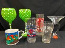 Fun Glassware and Cup, Some Coca-Cola, Lot of 7