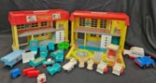 VINTAGE FISHER PRICE (2) CHILDRENS HOSPITAL AND ACCESSORIES