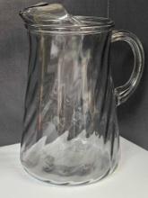 VINTAGE Smoke Grey Indiana Glass Swirl Optic Pitcher