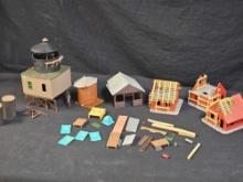 Vintage Railroad Model Buildings -pieces and parts-