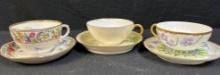 Lot of 3 Vintage Teacups with Matching Saucers