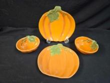 HOLIDAY PUMPKIN, THANKSGIVING BETTER HOMES AND GARDENS - PLATE AND BOWLS