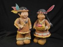 ADORABLE Large NATIVE AMERICAN PAIR - HOLIDAY THANKSGIVING DECOR