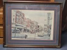 Framed and Matted Vintage Mainstreet picture, H. Stahl
