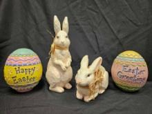 BUNNIES and EGGS, EASTER DECOR, RESIN