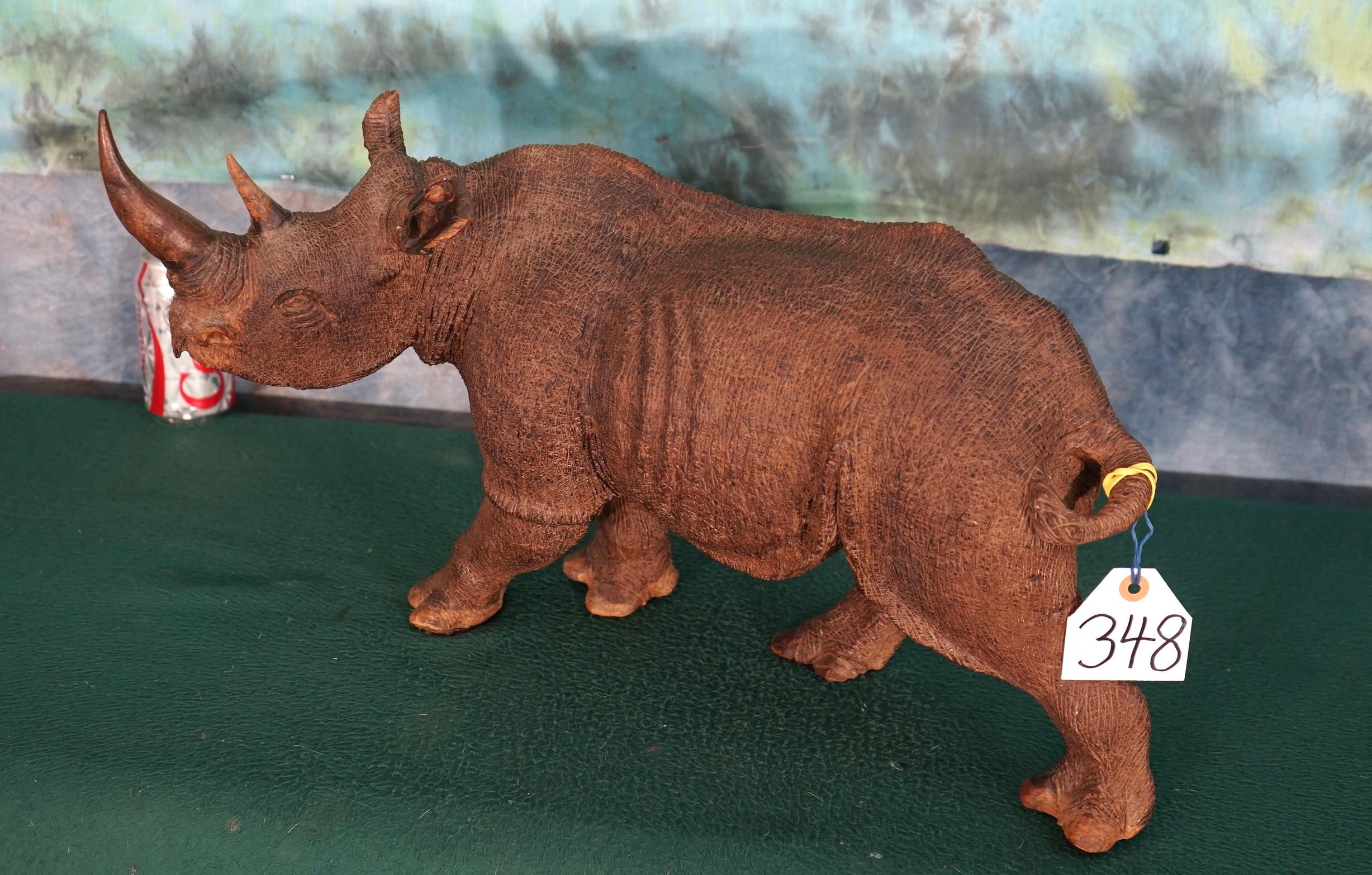Large Carved Ironwood African Black Rhino