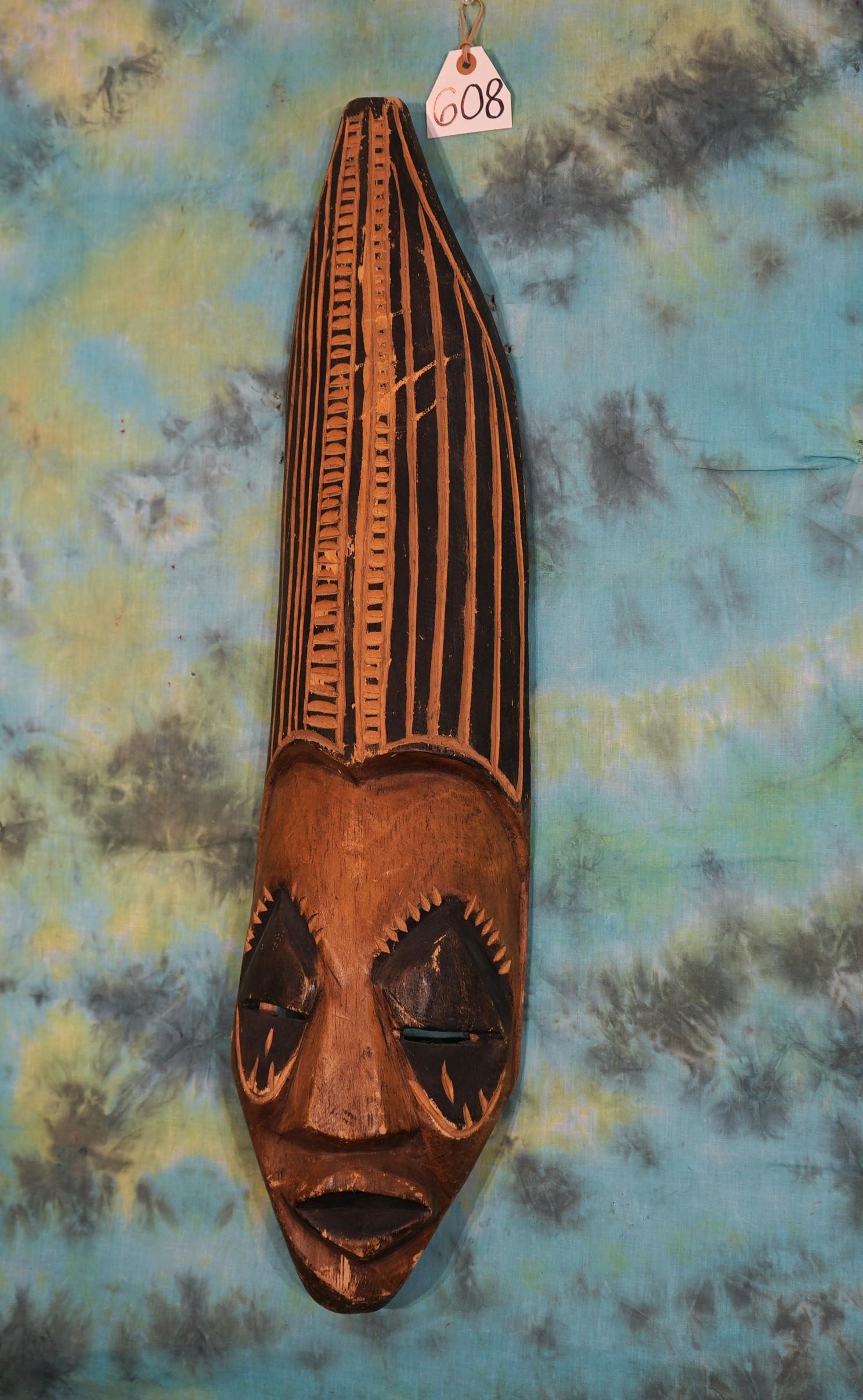 African Wood Carved Long Mask