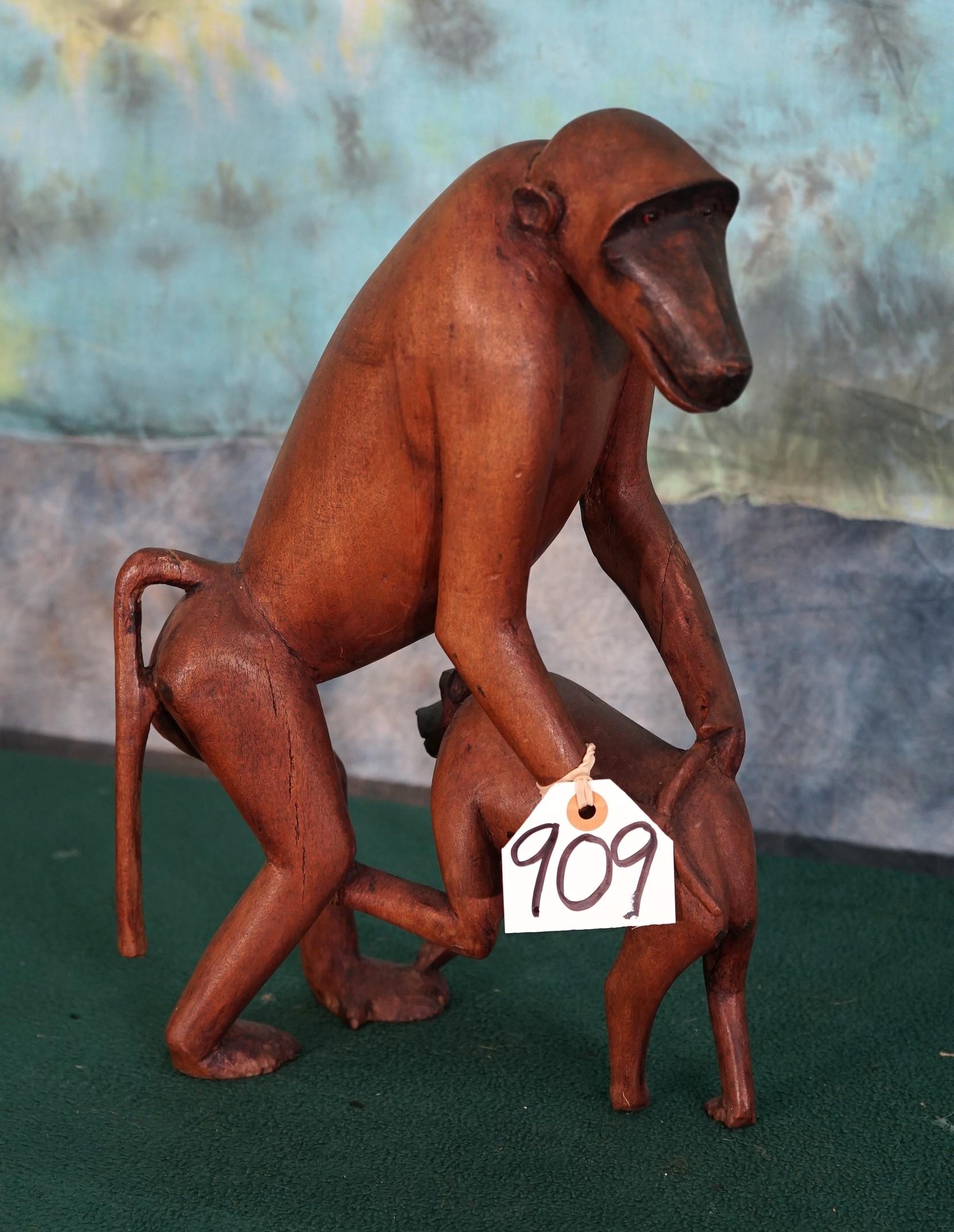 Pair of Wood Carved Baboons from Africa