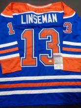 Ken Linseman Edmonton Oilers Autographed & Inscribed Custom Hockey Jersey JSA W coa