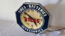 Original Atlas Battery Dealer Neon Clock
