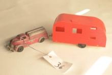 Manoil Tanker Truck and Tootsie Toy Camper