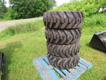 4 NEW 12-16.5 SKIDSTEER TIRES ON BOBCAT/KUBOTA