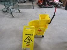 RUBBERMAID MOP BUCKET AND WET FLOOR SIGN