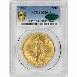 1920 $20 St Gaudens Double Eagle Coin PCGS MS64+ CAC