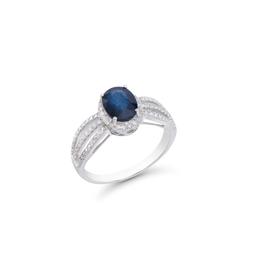 14KT White Gold 1.50ct Blue Sapphire and Diamond Ring