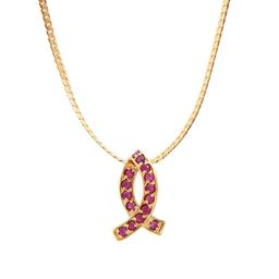 Plated 18KT Yellow Gold 1.02ctw Ruby Pendant with Chain