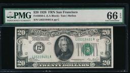 1928 $20 San Francisco FRN PMG 66EPQ