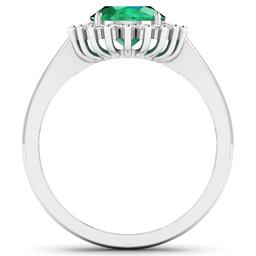 14KT White Gold 1.ct Zambian Emerald and Diamond Ring