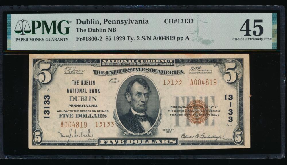 1929 $10 Dublin PA National PMG 45