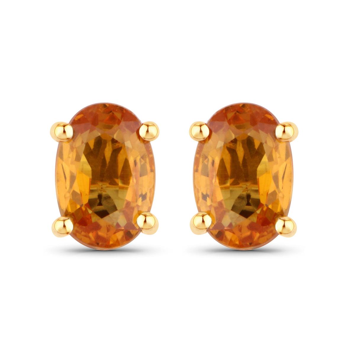 14KT Yellow Gold 1.10ctw Orange Sapphire Earrings