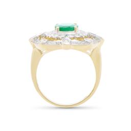 14KT Yellow Gold 1.55ct Emerald and Diamond Ring