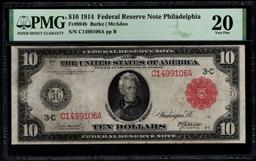 1914 $10 Red Seal Philadelphia FRN PMG 20