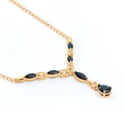 Plated 18KT Yellow Gold 3.50ctw Black Sapphire and White Topaz Pendant with Chain