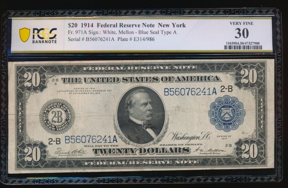 1914 $20 New York FRN PCGS 30