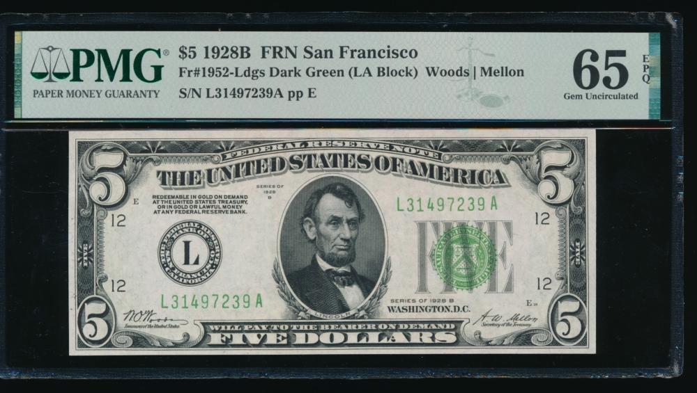 1928B $5 San Francisco FRN PMG 65EPQ