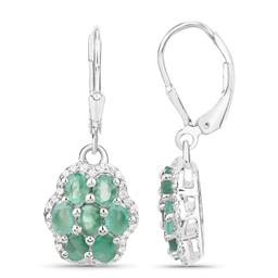 Rhodium Plated 2.48ctw Emerald and White Zircon Earrings